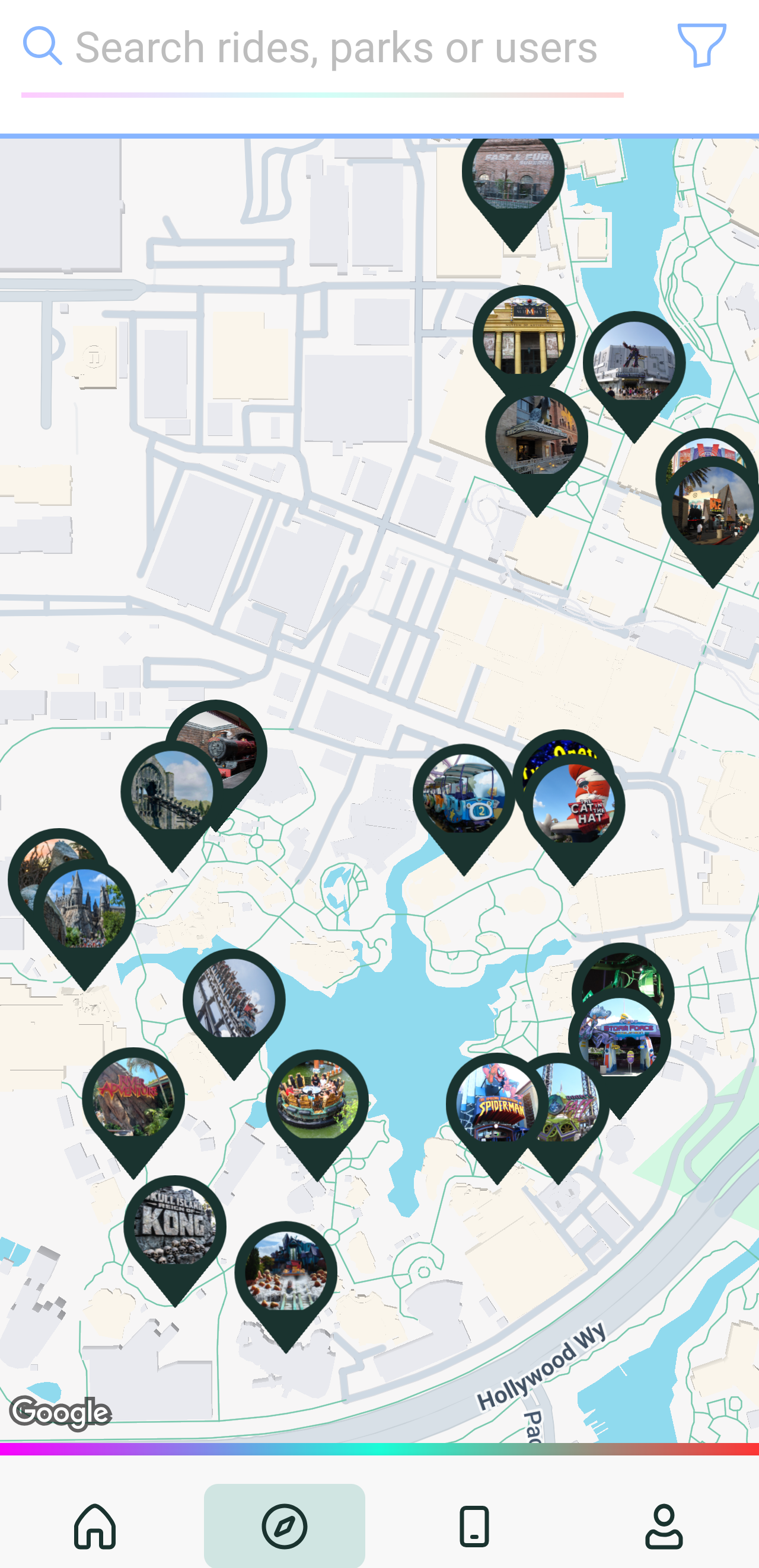 Map and ride discovery screen in LOG&RIDE